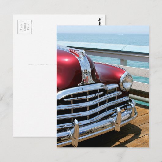 Retro Red Car Postkarte (Vorne/Hinten)