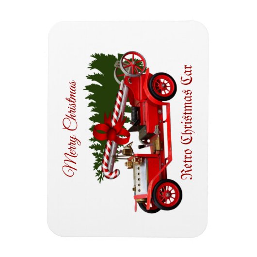 Retro Red Car Weihnachtsbaum Magnet (Vertikal)