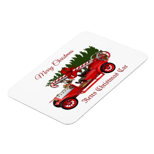 Retro Red Car Weihnachtsbaum Magnet (Linke Seite)