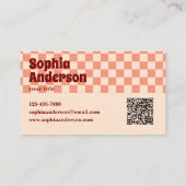 Retro Red Checked Bold mit QR-Code Visitenkarte (Rückseite)