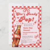 Retro Red Checker Ready to Pop Cola Baby Shower Einladung (Vorderseite)