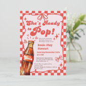 Retro Red Checker Ready to Pop Cola Baby Shower Einladung (Stehend Vorderseite)