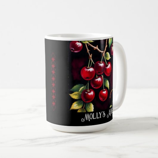 Retro Red Cherries Kaffeetasse (VorderseiteRechts)