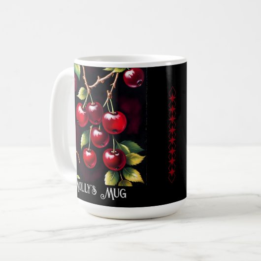 Retro Red Cherries Kaffeetasse (Vorderseite Links)