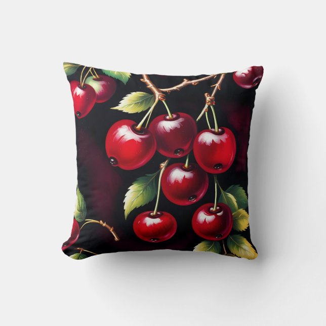 Retro Red Cherries Kissen (Vorderseite)