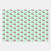 Retro Red Cherries Verpackung Mint Green Weihnacht Geschenkpapier Set (Vorderseite 2)