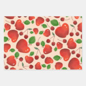 Retro Red Cherry Frucht Orchard Muster flach Geschenkpapier Set (Vorderseite)