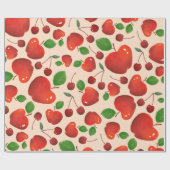Retro Red Cherry Frucht Orchard Muster Geschenk Geschenkpapier (Flach)
