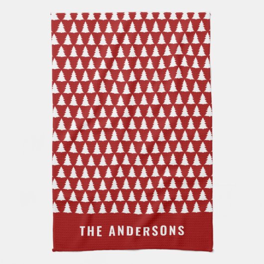 Retro Red Christmas Moderne Minimal einzigartig Geschirrtuch (Vertikal)