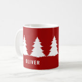 Retro Red Christmas Moderne Minimal einzigartig Kaffeetasse (Vorderseite Links)