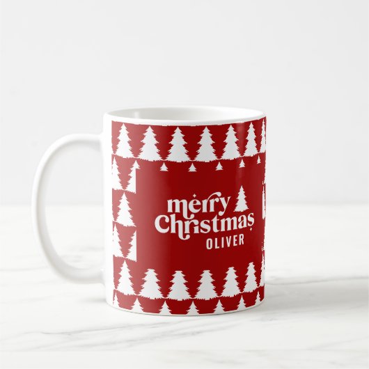 Retro Red Christmas Moderne Minimal einzigartig Kaffeetasse (Links)