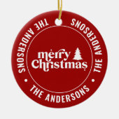 Retro Red Christmas Moderne Minimal einzigartig Keramik Ornament (Vorne)