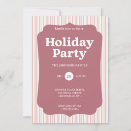 Retro Red Christmas Party Striped Invitation Einladung