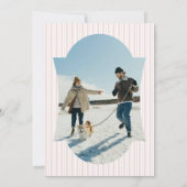 Retro Red Christmas Party Striped Invitation Einladung (Rückseite)