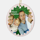 Retro Red Christmas Party Striped Keramik Ornament (Links)