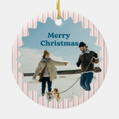 Retro Red Christmas Party Striped Keramik Ornament (Hinten)