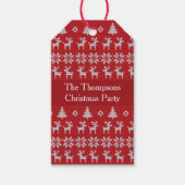 Retro Red Christmas Reindeer Custom Holiday Party Geschenkanhänger (Vorderseite)