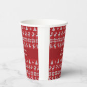 Retro Red Christmas Reindeer Custom Holiday Party Pappbecher (Rechts)