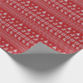 Retro Red Christmas Rentier Snowflake Muster Geschenkpapier (Ecke)