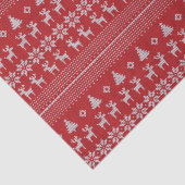 Retro Red Christmas Rentier Snowflake Muster Seidenpapier (Detail)