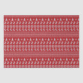Retro Red Christmas Rentier Snowflake Muster Seidenpapier (Vorderseite)