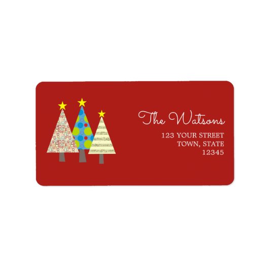 Retro Red Christmas Rücksendeadresse Adressaufkleber (Vorne)