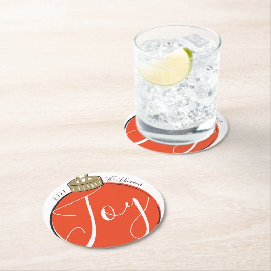 Retro Red Christmas Runder Pappuntersetzer (Vor Ort)