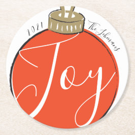 Retro Red Christmas Runder Pappuntersetzer