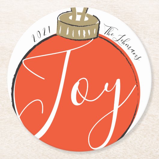 Retro Red Christmas Runder Pappuntersetzer (Vorderseite)