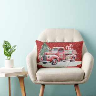 Retro Red Christmas Truck Lendenkissen