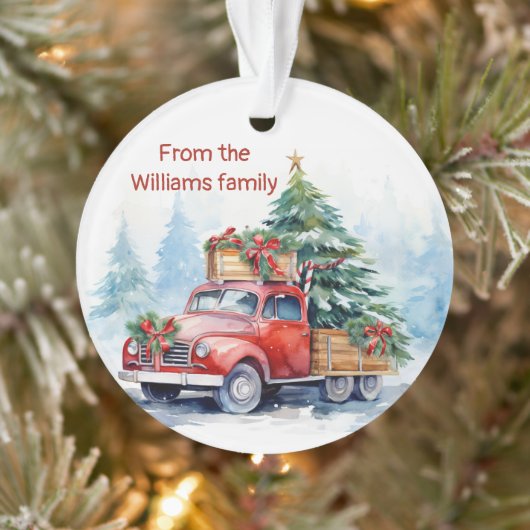 Retro Red Christmas Truck Ornament (Baum)