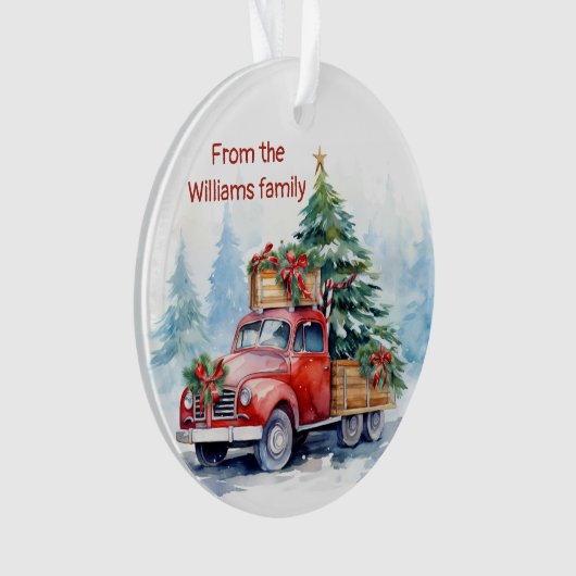 Retro Red Christmas Truck Ornament (Vorderseite)