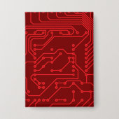 Retro Red Circuit Board Tech Pattern Button (Vorderseite)