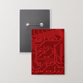 Retro Red Circuit Board Tech Pattern Button (Vorderseite/Rückseite)