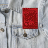 Retro Red Circuit Board Tech Pattern Button (Insitu)