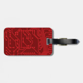 Retro Red Circuit Board Tech Pattern Gepäckanhänger (Rückseite horizontal)
