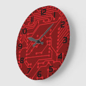 Retro Red Circuit Board Tech Pattern Große Wanduhr (Winkel)