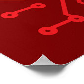 Retro Red Circuit Board Tech Pattern Poster (Ecke)