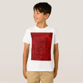 Retro Red Circuit Board Tech Pattern T-Shirt (Vorne ganz)