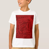 Retro Red Circuit Board Tech Pattern T-Shirt (Vorderseite)