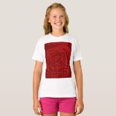 Retro Red Circuit Board Tech Pattern T-Shirt (Vorne ganz)