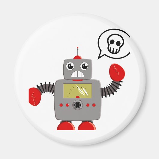 Retro Red Claw Robot Magnet (Vorne)