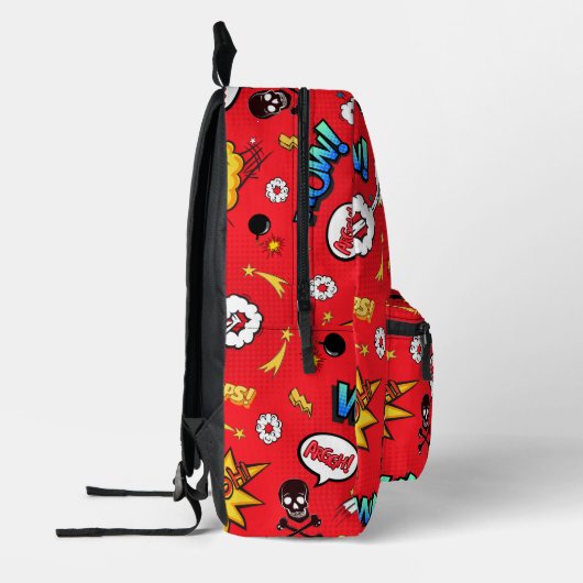 Retro Red Comic Book Pop Art Explosion Pattern Bedruckter Rucksack (Links)