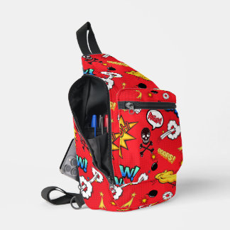 Retro Red Comic Book Pop Art Explosion Pattern Crossbody Bag