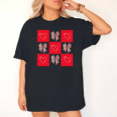 Retro Red Coquette Bow Herz überprüft T-Shirt