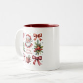 Retro Red Coquette Weihnachten Niedlichen Weihnach Zweifarbige Tasse (Vorderseite Links)