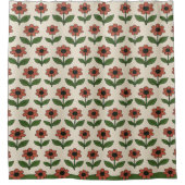 Retro Red Daisy Muster Duschvorhang (Vorderseite)