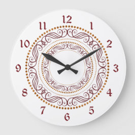 Retro Red Decorative Circle Große Wanduhr