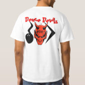 Retro Red Devil Head Bowling-Shirt Deuce Devils T-Shirt (Rückseite)