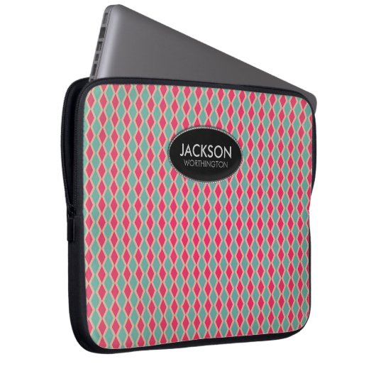 Retro Red Diamonds pattern Laptop Sleeve (Vorne Rechts)